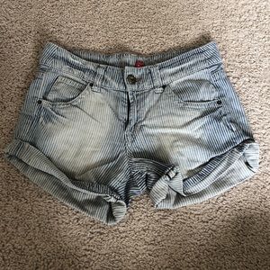 Striped denim shorts